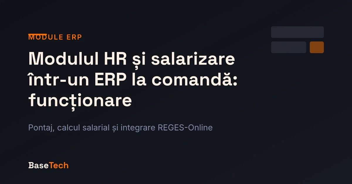 Ilustrație conceptuală a fluxului de salarizare într-un ERP la comandă: de la pontaj la statul de plată