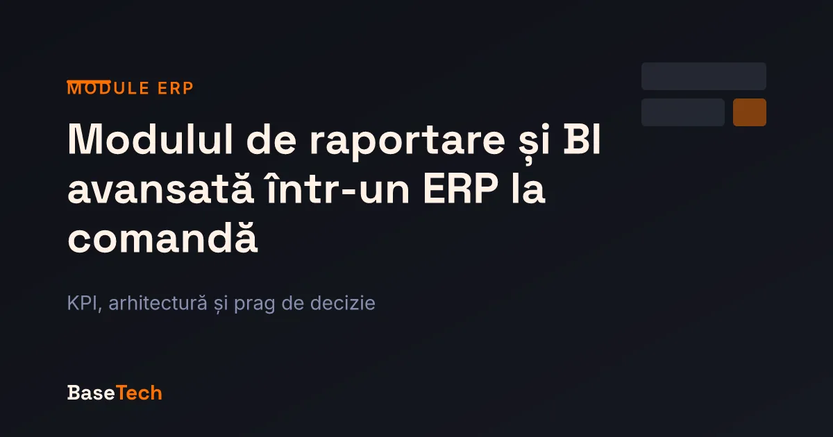 Diagramă cu fluxul de date din modulele unui ERP către un dashboard central de raportare și business intelligence