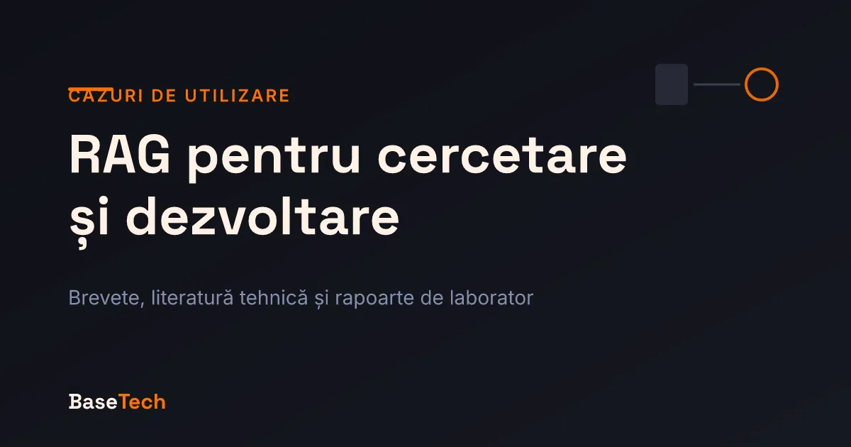 Ilustrație abstractă: trei straturi de documente — brevete, literatură științifică, rapoarte interne — legate între ele