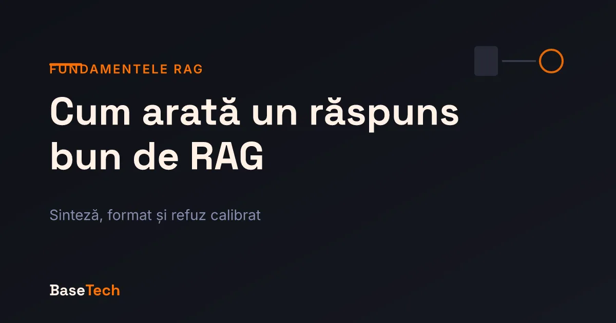 Diagramă în stil BaseTech: pasaje recuperate care se transformă într-un răspuns structurat și verificabil