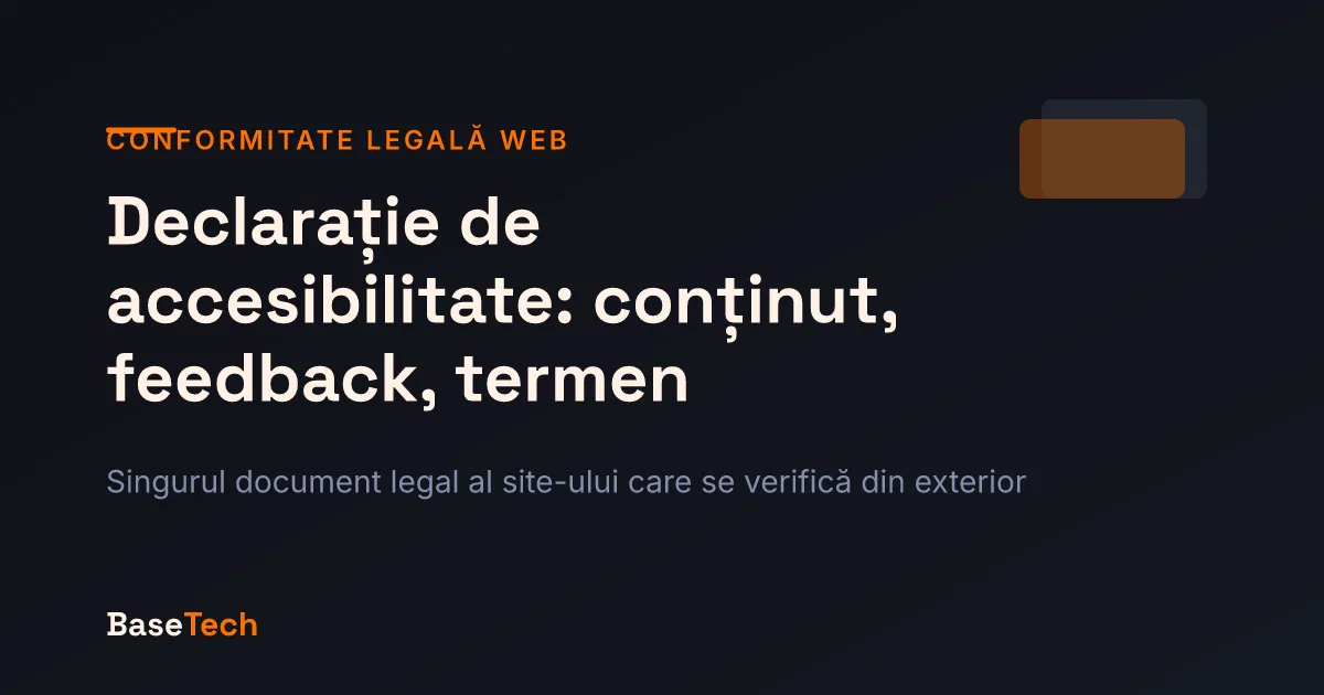 Copertă a articolului despre declarația de accesibilitate, cu motiv geometric discret pe fundal închis