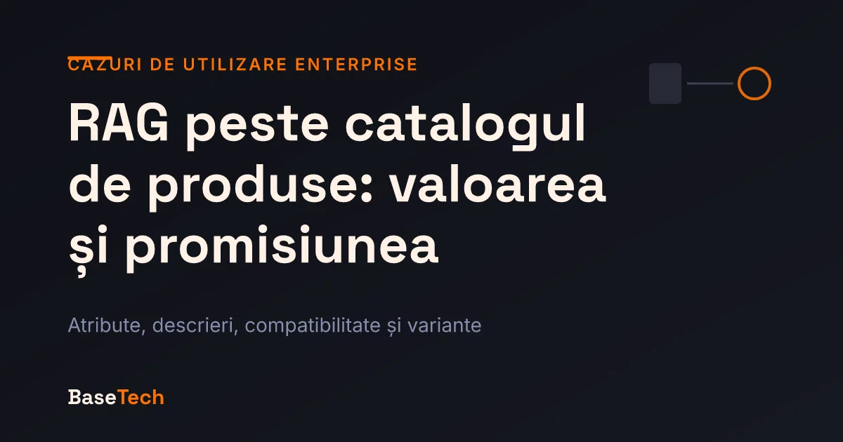 Ilustrație abstractă: un produs de catalog împărțit în atribut structurat, descriere comercială, compatibilitate și variante