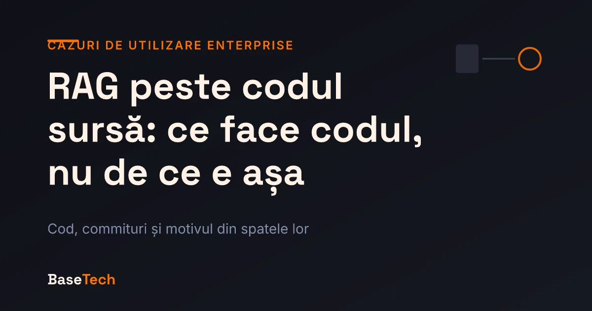 Ilustrație abstractă: un fragment de cod legat de mesajul de commit, de discuția de review și de decizia care l-a produs