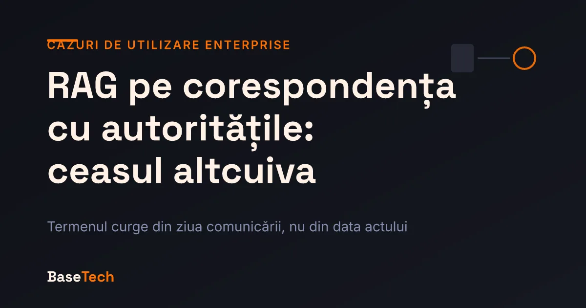 Ilustrație abstractă: un act administrativ cu cele patru momente ale lui și ziua comunicării marcată ca punct de start