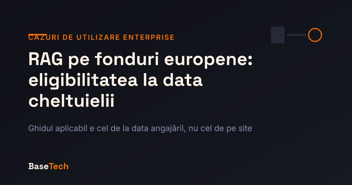 Ilustrație abstractă: o cheltuială judecată simultan de regula națională și de regula programului, la data angajării