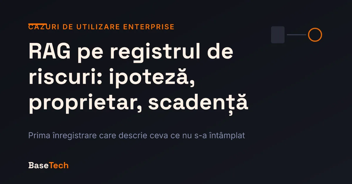 Ilustrație abstractă: o fișă de risc ca ipoteză cu proprietar și scadență, între registrul deschis și cel de incidente