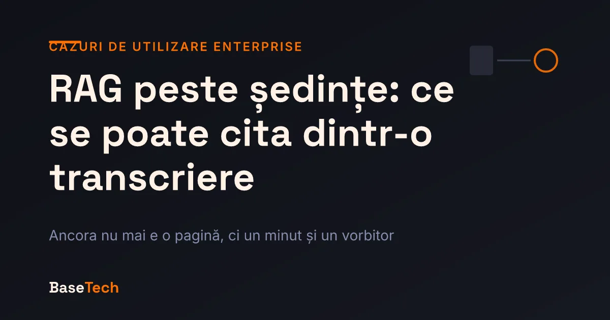 Ilustrație abstractă: dintr-o formă de undă audio pornește un citat ancorat la un minut și la un vorbitor identificat